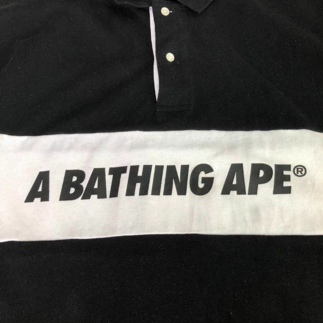 A BATHING APE(アベイシングエイプ)のA BATHING APE ポロシャツ　エイプ　ブラック黒白ホワイト2XL メンズのトップス(ポロシャツ)の商品写真