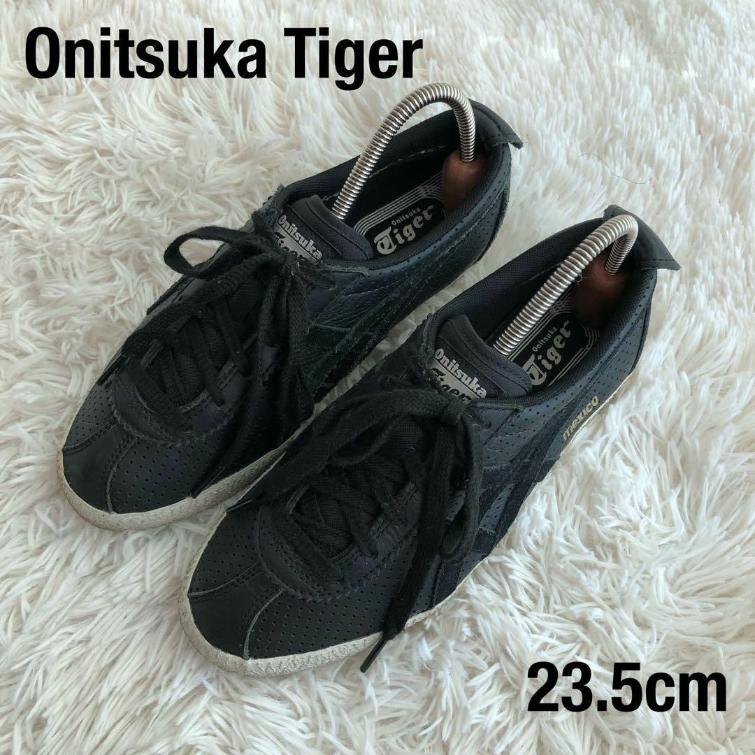 Onitsuka Tiger(オニツカタイガー)のOnitsukaTigerオニツカタイガーメキシコ　パンチングレザーブラック黒 レディースの靴/シューズ(スニーカー)の商品写真