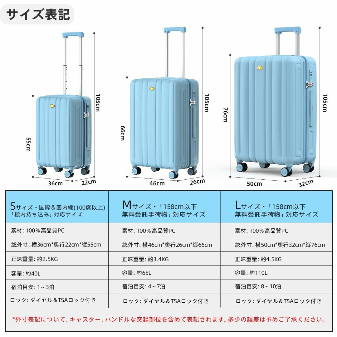 【色: ブルー】[MGOB] スーツケース 大容量 キャリーケース 超軽量 キャ その他のその他(その他)の商品写真