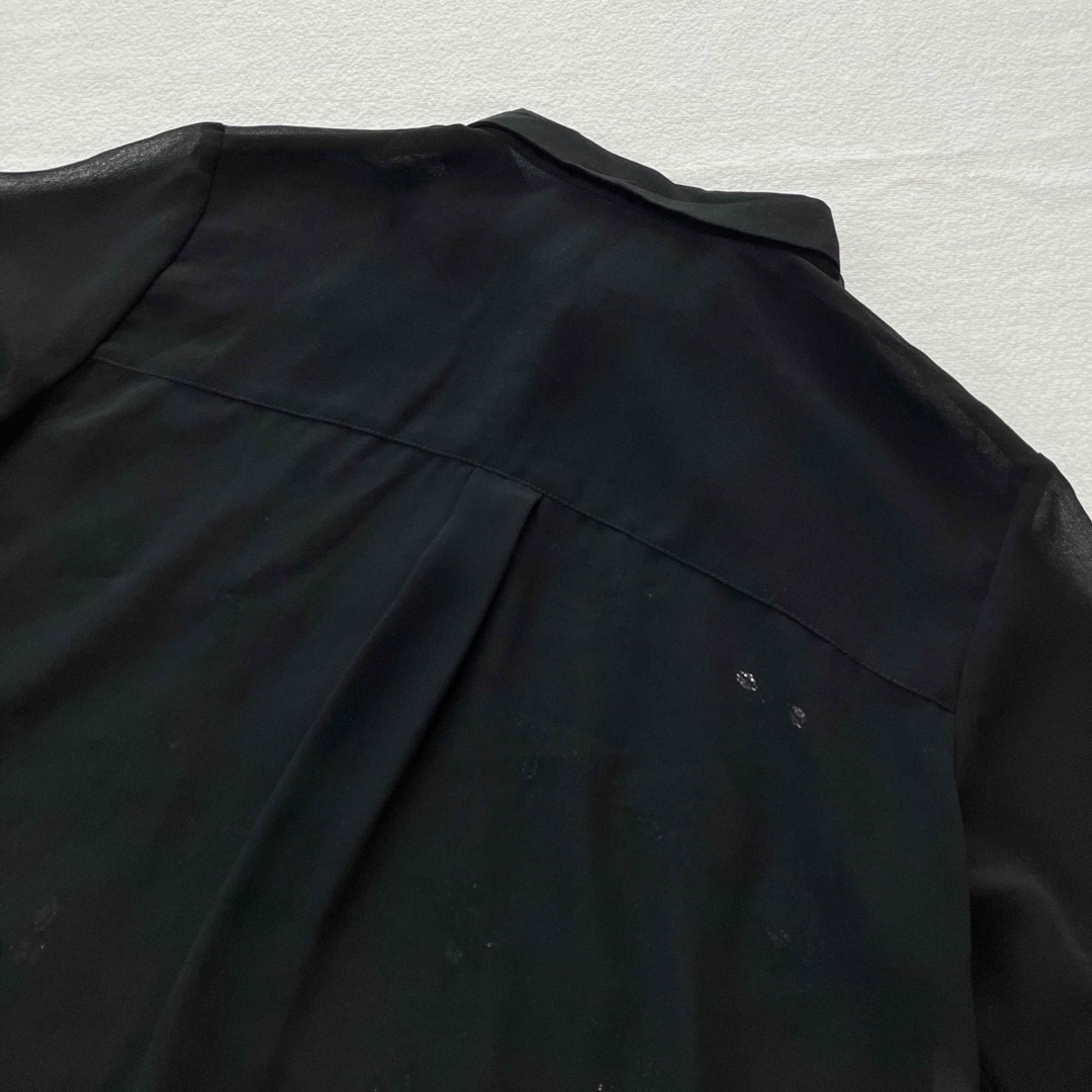 LagunaMoon(ラグナムーン)のラグナムーン レディース　シアーシャツ　ブラウス　ビジュー　フリーサイズ　黒  レディースのトップス(シャツ/ブラウス(長袖/七分))の商品写真