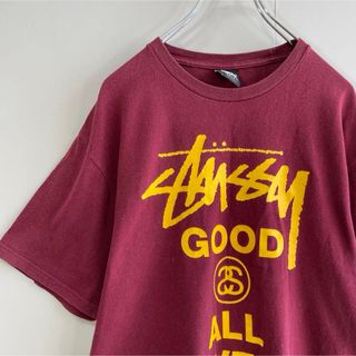 ステューシー(STUSSY)の【ストックロゴ、ワインレッド】stussyビックロゴ古着Tシャツ半袖ストリート(Tシャツ/カットソー(半袖/袖なし))