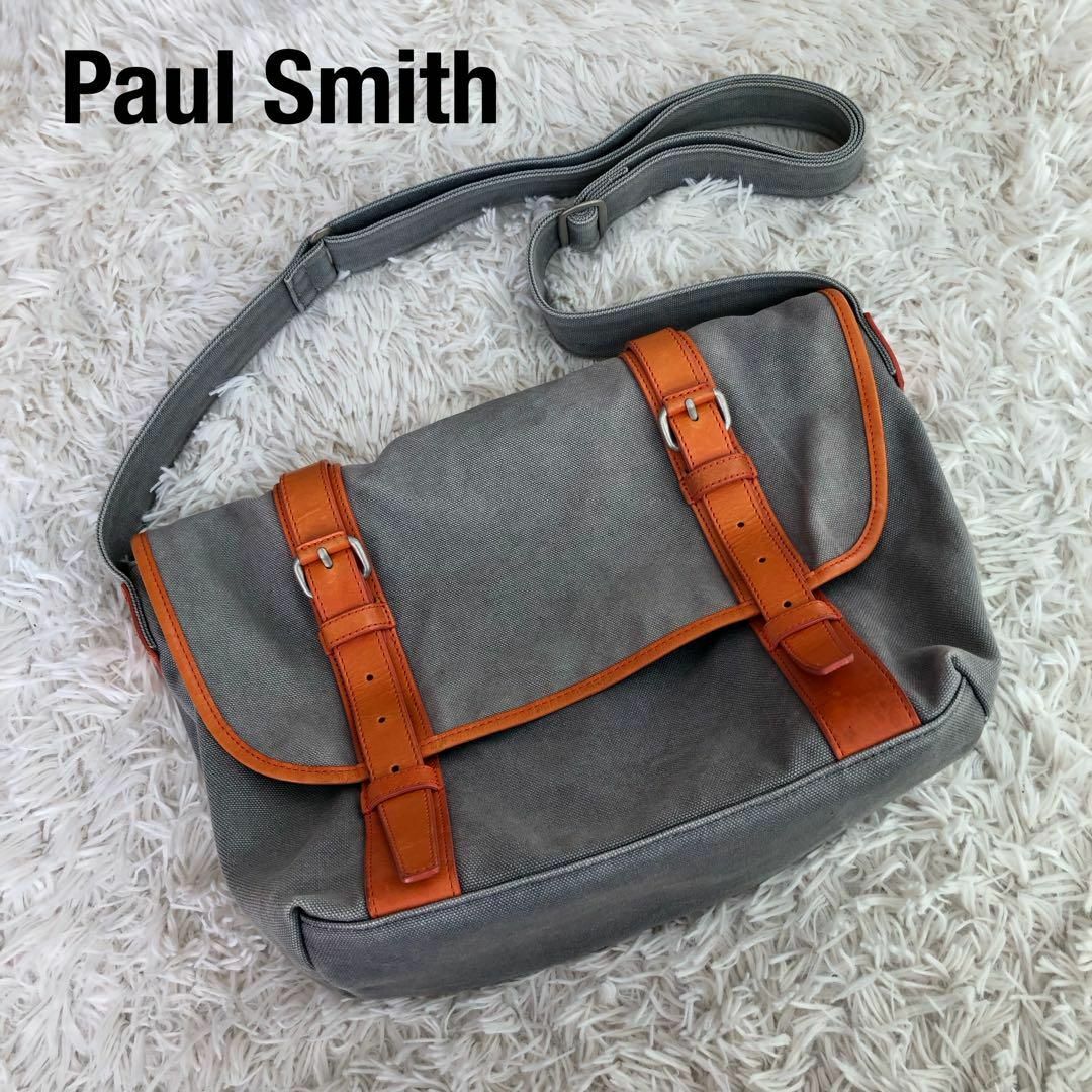 Paul Smith(ポールスミス)のポールスミスキャンバスショルダーバッグ　グレーオレンジPaul Smith メンズのバッグ(ショルダーバッグ)の商品写真