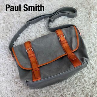 ポールスミス(Paul Smith)のポールスミスキャンバスショルダーバッグ　グレーオレンジPaul Smith(ショルダーバッグ)