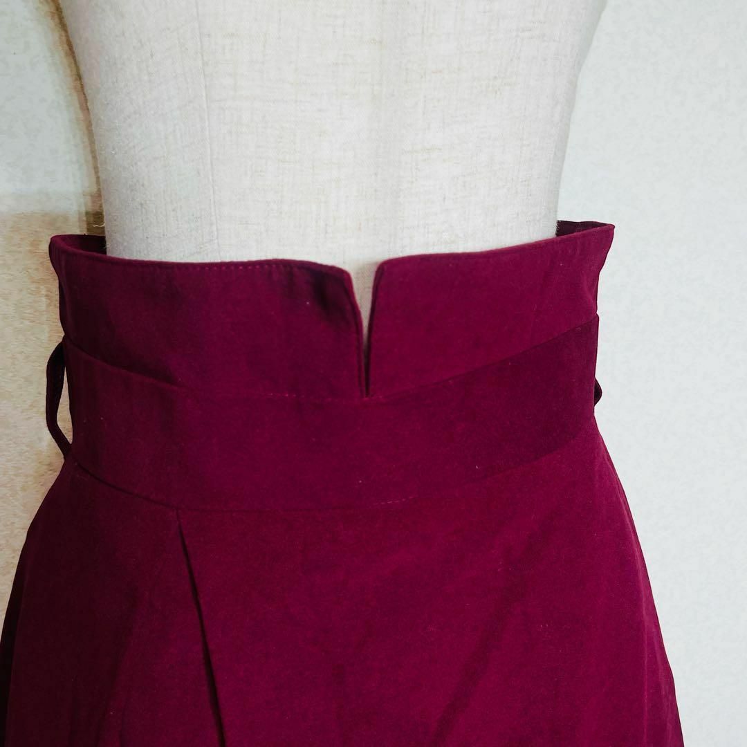 アンデミュウ ロング フレア スカート スエード ワインレッド 387 レディースのスカート(ロングスカート)の商品写真