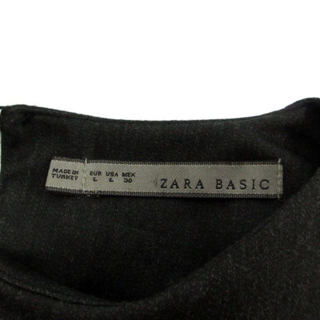 ZARA BASIC ワンピース 半袖 ミディ丈 ストレッチ グレー L レディースのワンピース(ひざ丈ワンピース)の商品写真