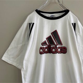 アディダス(adidas)の【リンガーTシャツ】adidasパフォーマンスロゴ古着ゲームシャツ白ラグラン(Tシャツ/カットソー(半袖/袖なし))