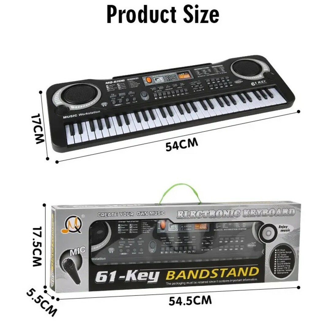 電子キーボード/和音が弾ける61鍵盤/歌えるマイク付き 楽器の鍵盤楽器(電子ピアノ)の商品写真
