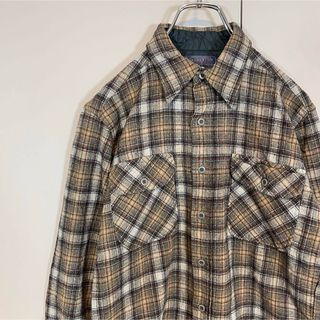 ペンドルトン(PENDLETON)の【usa製、クリームカラー】PENDLETONウールチェックシャツ古着M長袖(シャツ)