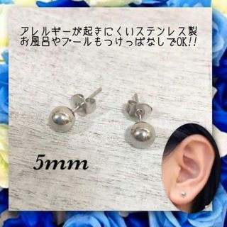 アレルギー対応！ステンレス製シャカ玉ボールピアス　5mm(ピアス(両耳用))