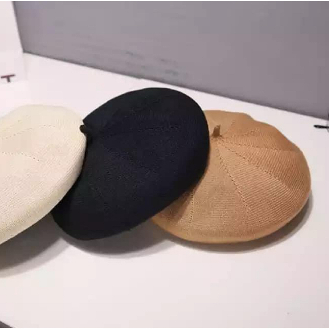 新品 サマー ベレー帽 ブラウン 大人可愛い 涼しい 春夏　ナチュラルカラー レディースの帽子(ハンチング/ベレー帽)の商品写真