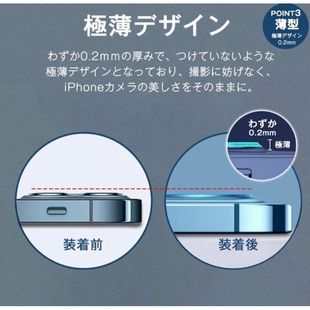 2枚でお得！iPhone15カメラ保護ガラスフィルム　露出過度を防ぐ　強度9H スマホ/家電/カメラのスマホアクセサリー(保護フィルム)の商品写真