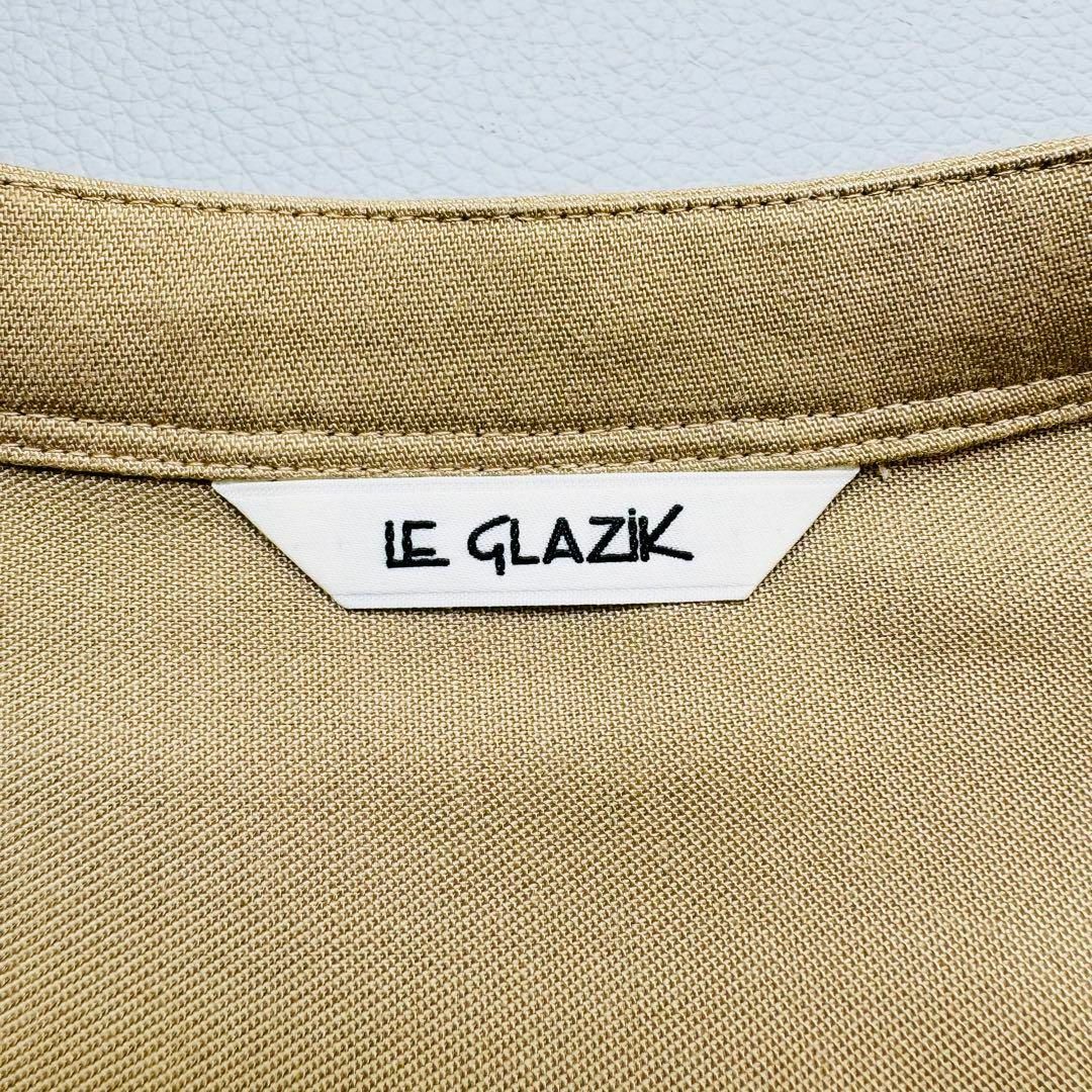 LE GLAZIK(ルグラジック)のLe glazik  ツイルノーカラーワンピース　ベージュ レディースのワンピース(ロングワンピース/マキシワンピース)の商品写真