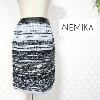 ネミカ　スカート　9　M　黒　ライトブルー　マルチカラー