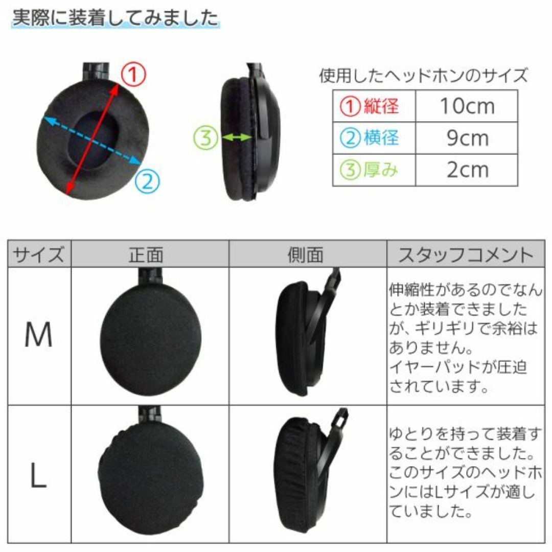 ヘッドホンカバー1ペア2個セット(黒Mサイズ)イヤーパッド汚れ新品送料無料 スマホ/家電/カメラのオーディオ機器(ヘッドフォン/イヤフォン)の商品写真