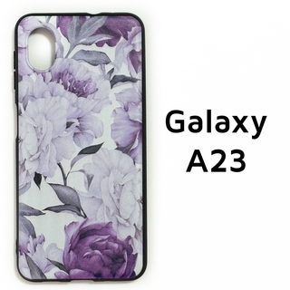 Galaxy A23 5G 白 紫 花 ソフトケース カバー