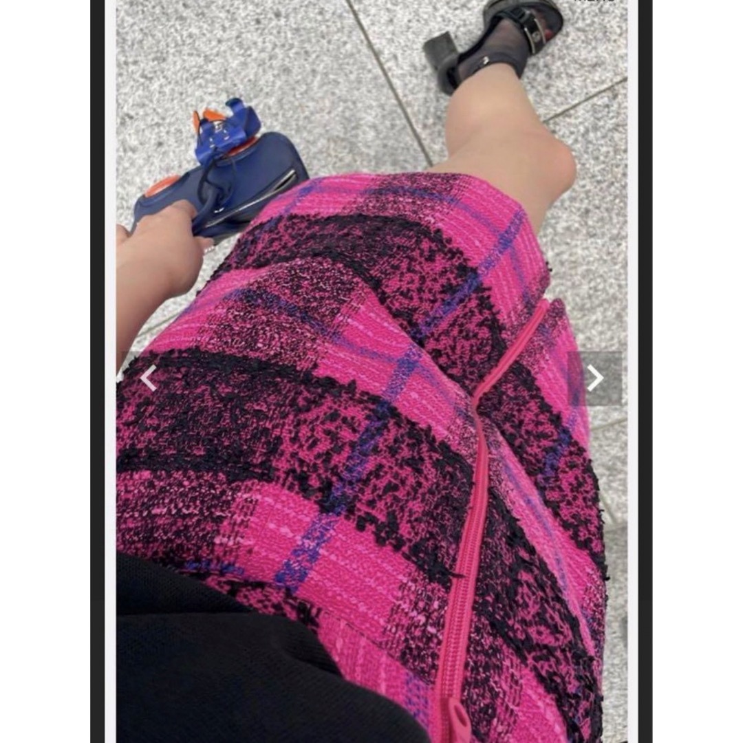 sheller TOYZIPツイードミニスカート ピンク Sサイズ シェリエ レディースのスカート(ミニスカート)の商品写真