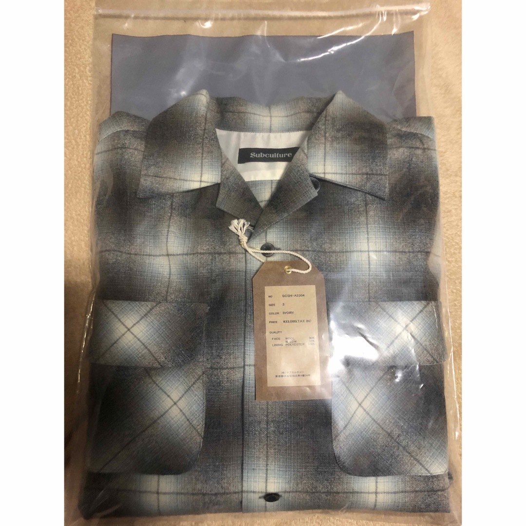 Subculture WOOL CHECK SHIRT IVORY メンズのトップス(シャツ)の商品写真