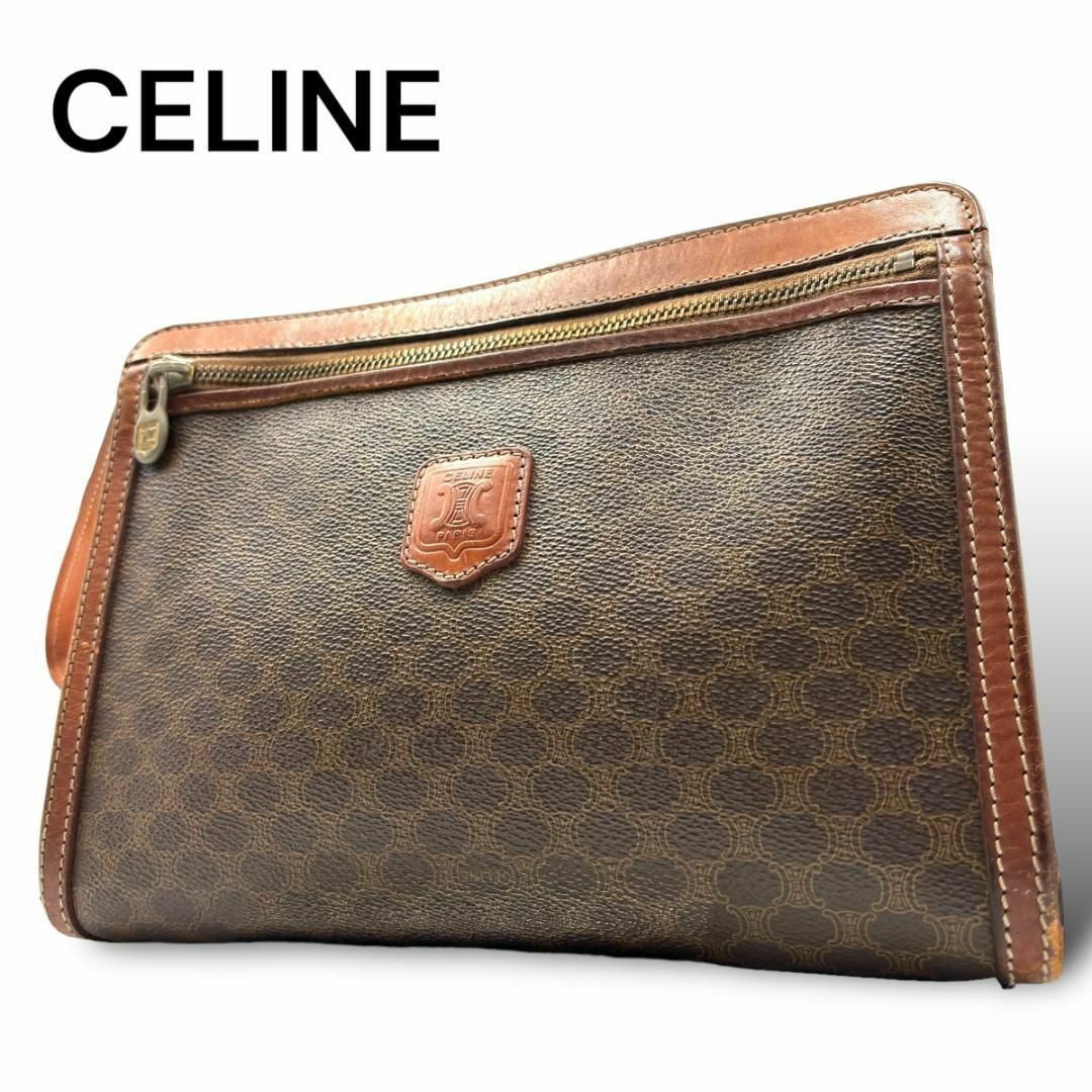 celine(セリーヌ)のCELINE セリーヌ　ハンドバッグ　セカンドバッグ　レザー　ブラウン　J049 レディースのバッグ(クラッチバッグ)の商品写真