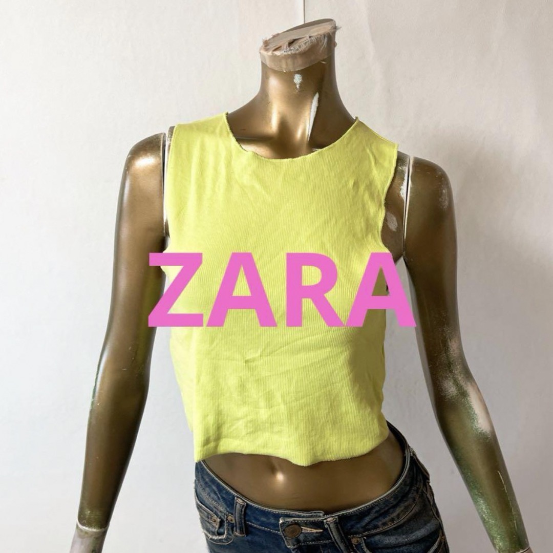 ZARA(ザラ)の☘️T6307☘️ZARA ノースリーブ ショート タンクトップ M レディースのトップス(タンクトップ)の商品写真