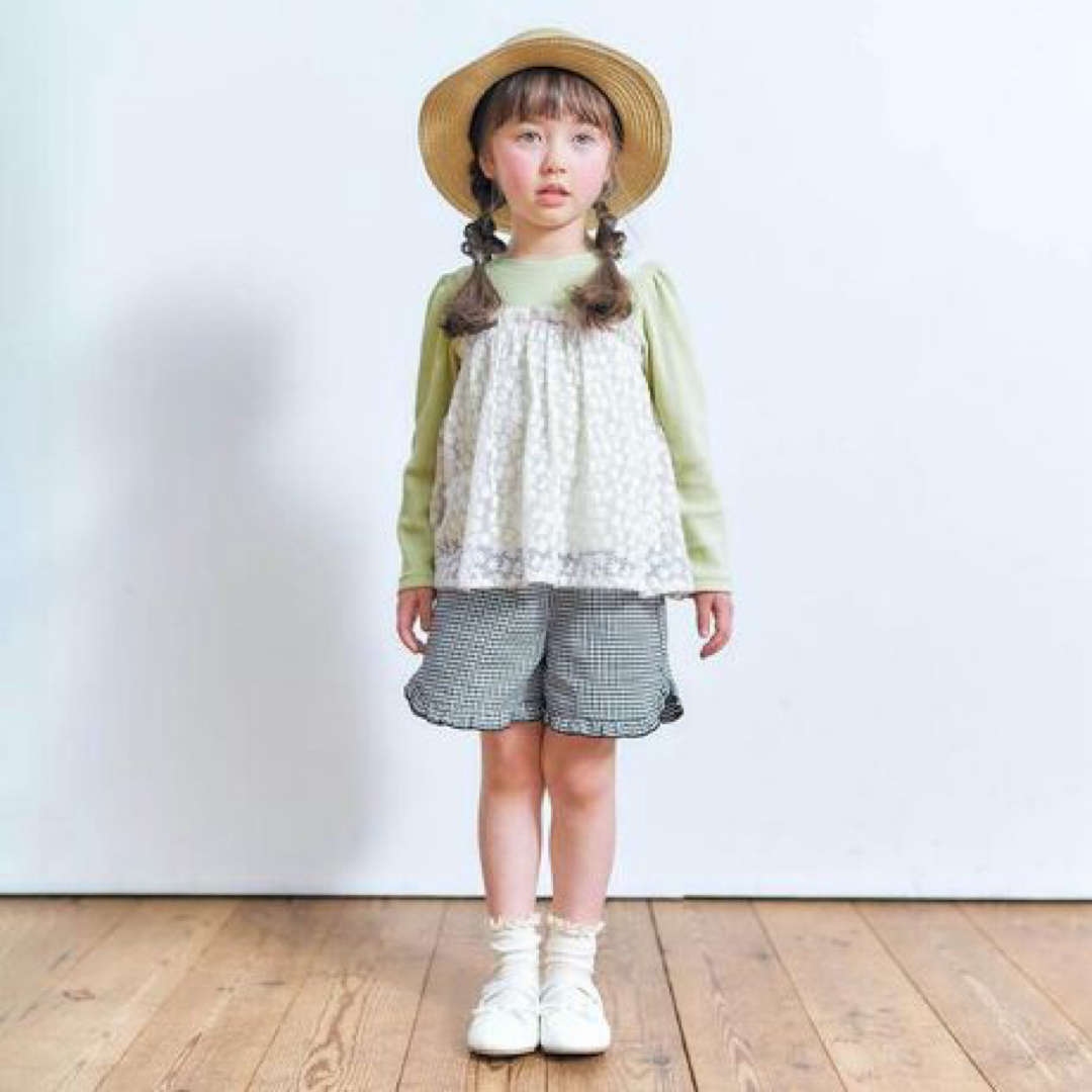 apres les cours(アプレレクール)のアプレレクール  お花レースドッキングトップス　110 キッズ/ベビー/マタニティのキッズ服女の子用(90cm~)(Tシャツ/カットソー)の商品写真