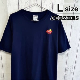 JERZEES - JERZEES　Tシャツ　L　ネイビー　企業ロゴ　フリトレー　刺繍　USA古着