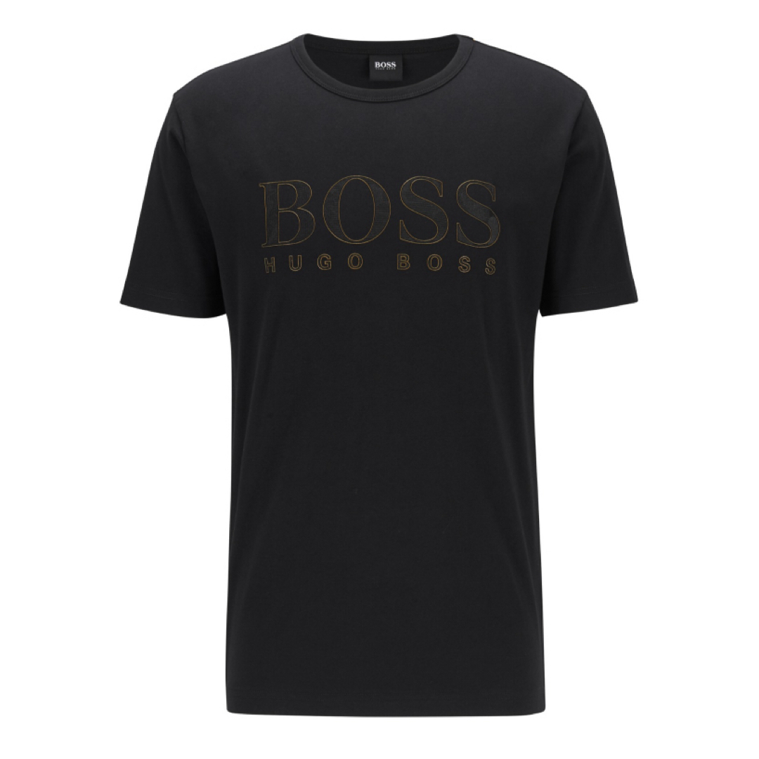 HUGO BOSS(ヒューゴボス)の【HUGO BOSS】ゴールドカラーロゴ コットンTシャツ メンズのトップス(Tシャツ/カットソー(半袖/袖なし))の商品写真