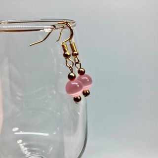 ピアス　キャッツアイピアス(ピンク)  パワーストーンピアス G (イヤリング)