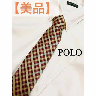 ポロ(POLO（RALPH LAUREN）)の父の日セール★美品★POLO　ポロ　チェック柄　ネクタイ　シルク(ネクタイ)