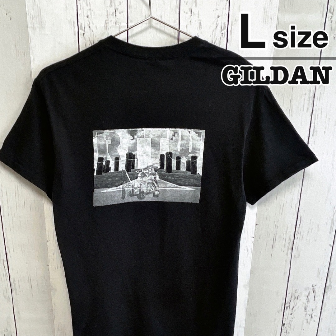 GILDAN(ギルタン)のUSA古着　GILDAN　Tシャツ　S　ブラック　黒　プリント　フォト　ロゴ メンズのトップス(Tシャツ/カットソー(半袖/袖なし))の商品写真