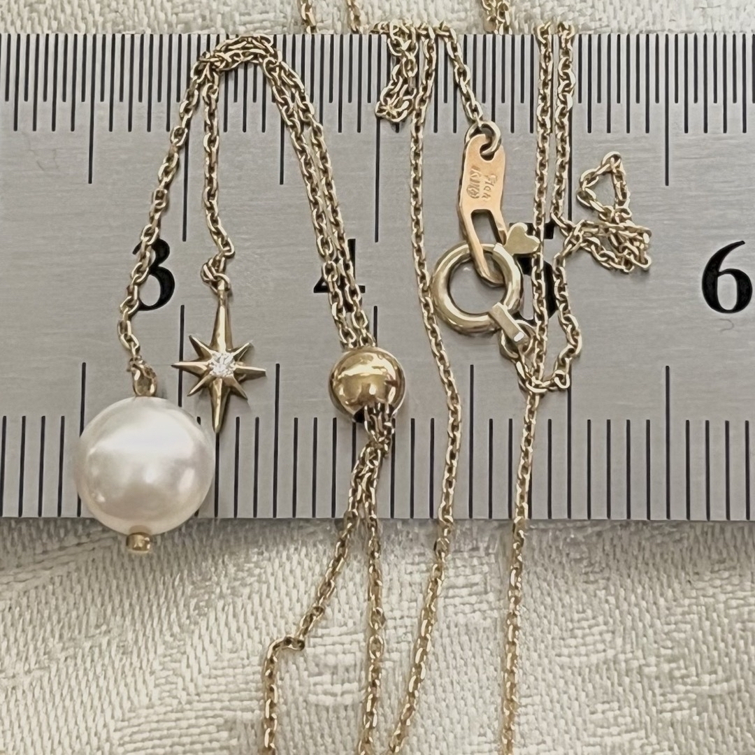 STAR JEWELRY(スタージュエリー)のスタージュエリー K10 ダイヤ パール スライド ネックレス レディースのアクセサリー(ネックレス)の商品写真