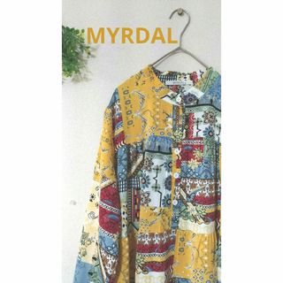 ミュルダール MYRDAL 花柄 パッチワーク ティアードワンピース 体型カバー(ロングワンピース/マキシワンピース)