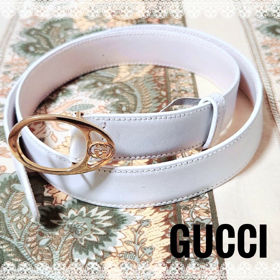 Gucci(グッチ)のGUCCI♡インターロッキングG本革 レザー ベルト ホワイト レデース レディースのファッション小物(ベルト)の商品写真