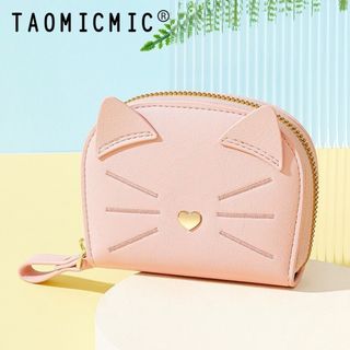 【大人気♪】かわいい　ネコ　ポーチ　小物入れ　便利　ピンク　財布　新入荷(ポーチ)