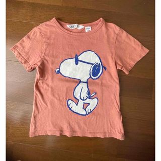 エイチアンドエム(H&M)のスヌーピー　Tシャツ　オレンジ　キャラクター　110(Tシャツ/カットソー)