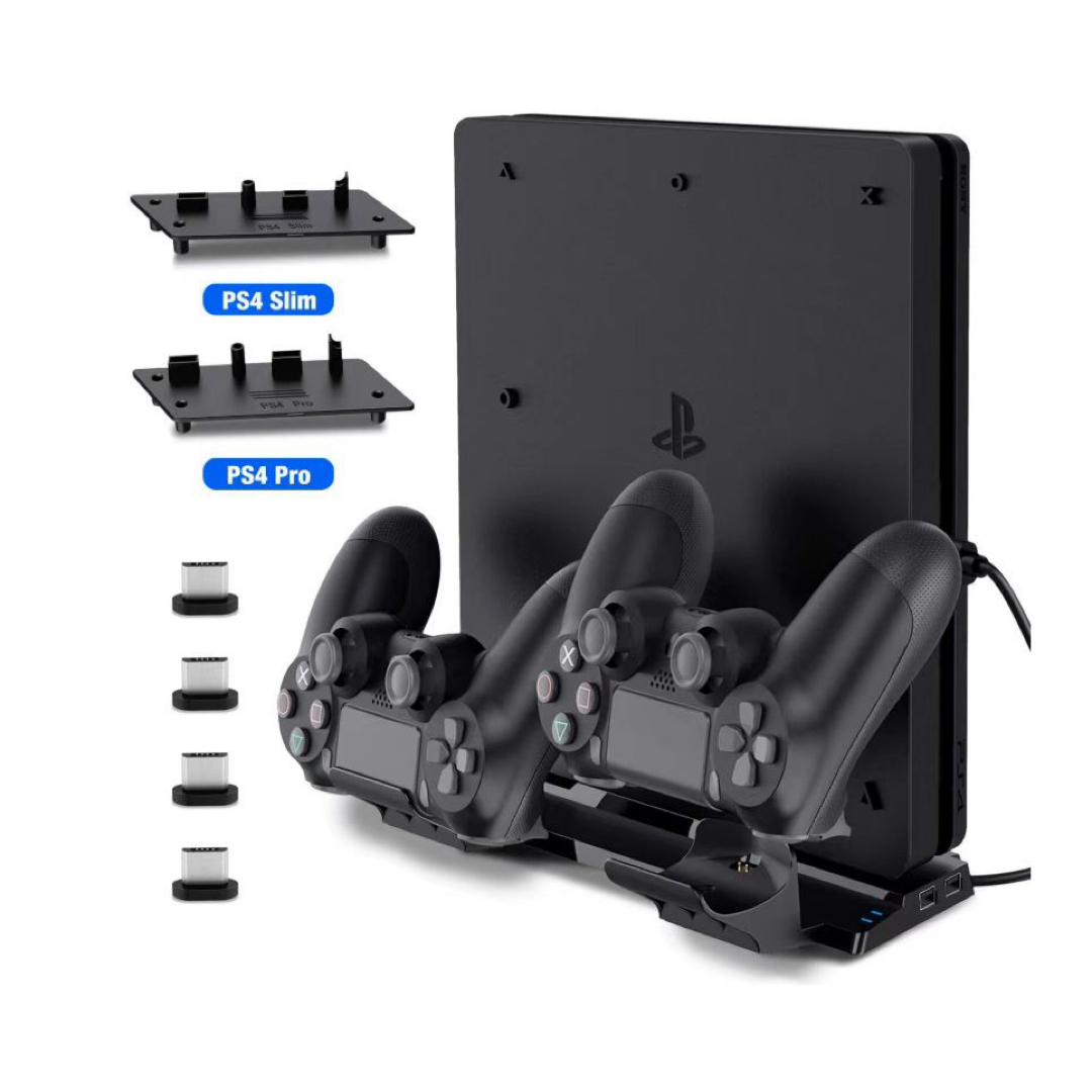 PS4 縦置き充電スタンド2台充電可能 USBハブ2ポート 充電指示ランプ付き エンタメ/ホビーのトレーディングカード(その他)の商品写真
