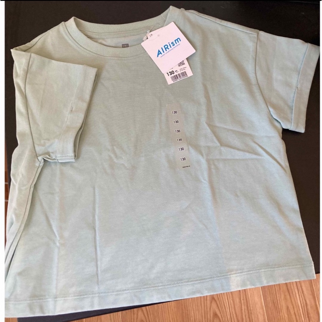 UNIQLO(ユニクロ)のエアリズムコットン クロップドTシャツ キッズ/ベビー/マタニティのキッズ服女の子用(90cm~)(Tシャツ/カットソー)の商品写真