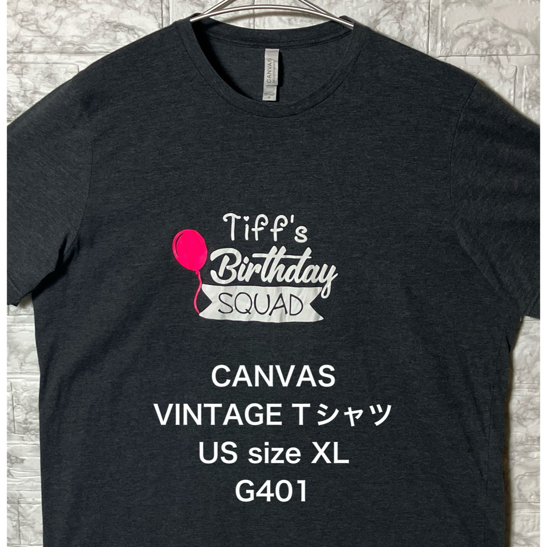 VINTAGE(ヴィンテージ)のUSA アメリカ古着 ビンテージCANVAS XLsize ダークグレーTシャツ メンズのトップス(Tシャツ/カットソー(半袖/袖なし))の商品写真