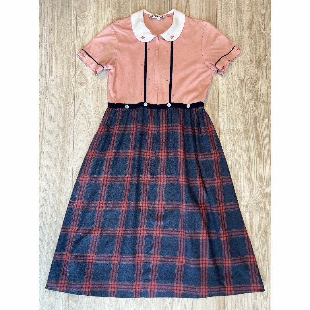 ☆美品☆145cmマムエモア・半袖前開きワンピース（ピンク） キッズ/ベビー/マタニティのキッズ服女の子用(90cm~)(ワンピース)の商品写真