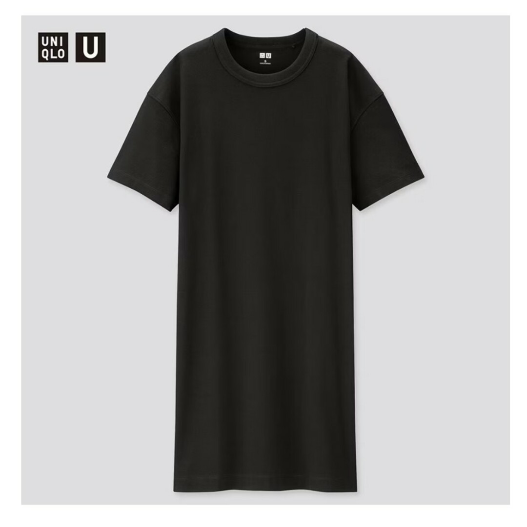 UNIQLO(ユニクロ)の大人気色ブラック★ クルーネックTワンピース Tシャツ UNIQLO Sサイズ レディースのワンピース(ひざ丈ワンピース)の商品写真