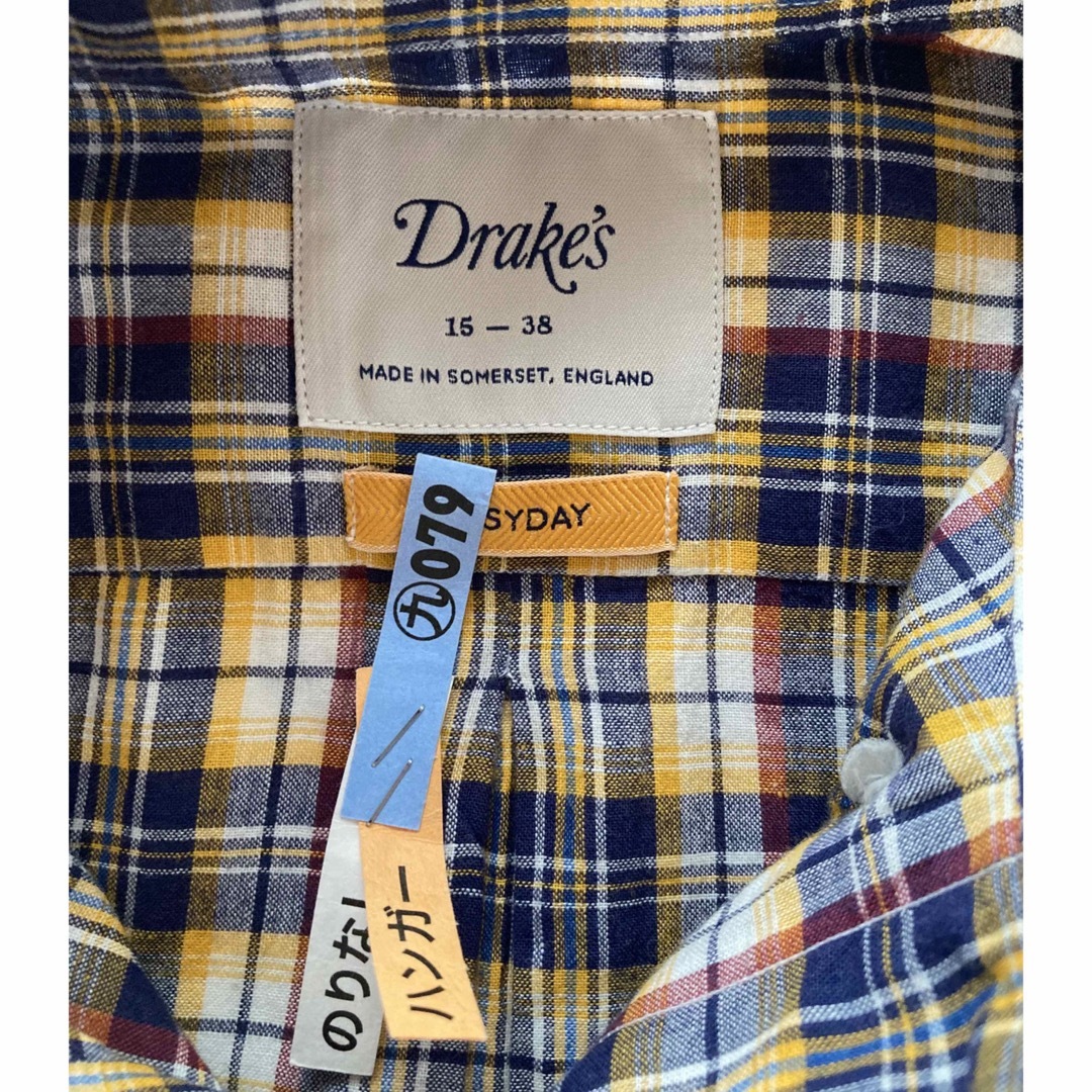 DRAKES(ドレイクス)のDrake’s 英国製 マドラスチェックシャツ 38/15 イエロー×ネイビー  メンズのトップス(シャツ)の商品写真