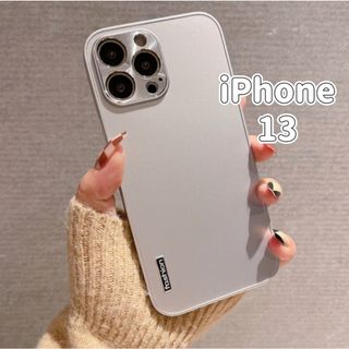 iPhoneケース 韓国 13 ハード 無地 耐衝撃 シンプル シルバー(iPhoneケース)