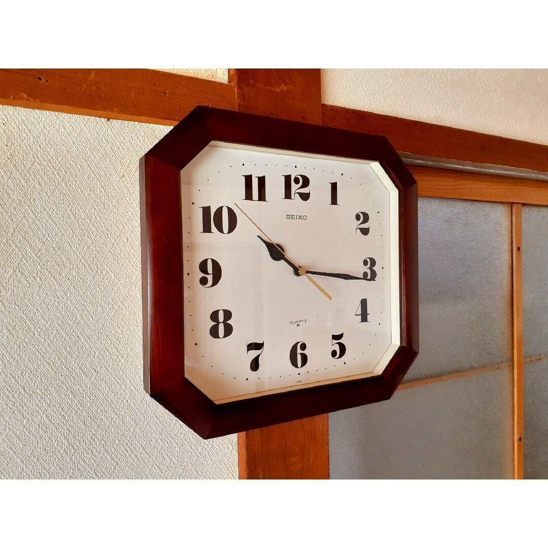 SEIKO(セイコー)の80's　SEIKO　掛け時計　ミッドセンチュリー　ビンテージ　レトロ　八角 インテリア/住まい/日用品のインテリア小物(掛時計/柱時計)の商品写真