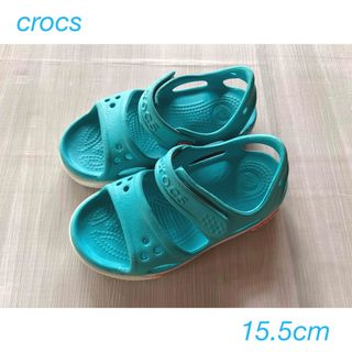 クロックス(crocs)の【美品】クロックス ベビー C8 15.5センチ 水色　水遊び サンダル(サンダル)