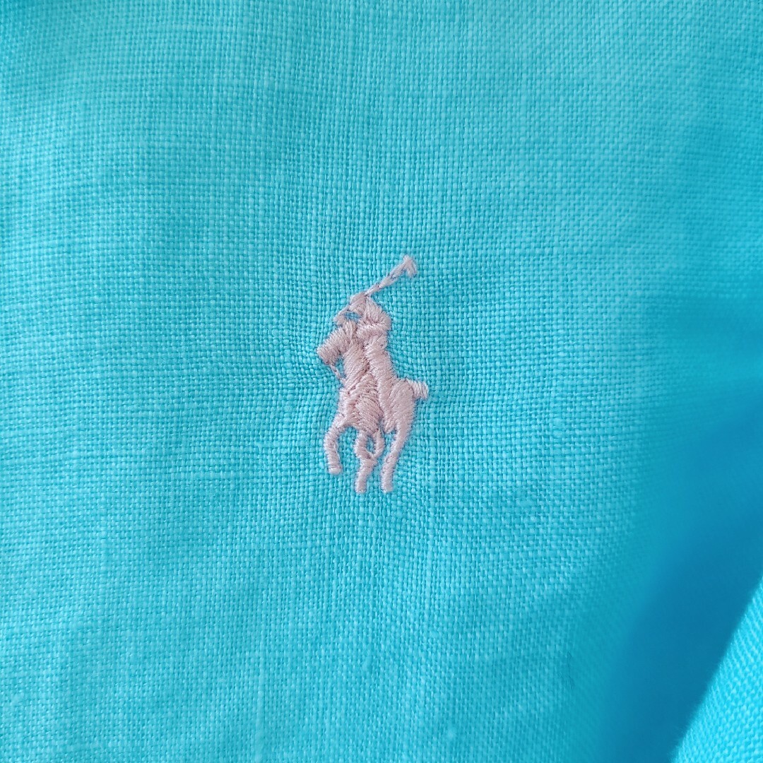 Ralph Lauren(ラルフローレン)のラルフローレン　110cm　リネンシャツ　ポニーロゴ刺繍　ライトブルー キッズ/ベビー/マタニティのキッズ服女の子用(90cm~)(ブラウス)の商品写真