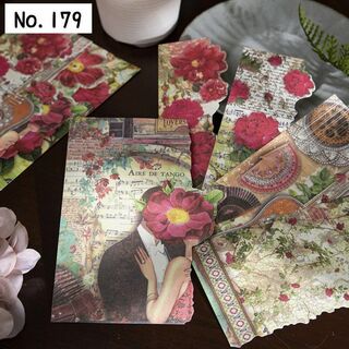 【179】(咲き誇るもの) コラージュ素材 ジャンクジャーナル 花 6種(ノート/メモ帳/ふせん)