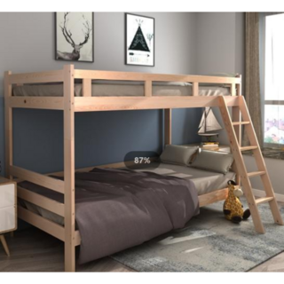 【ナチュラル】二段ベッド 子供大人用 ベッド 耐震 頑丈ベッドロータイプ(ロフトベッド/システムベッド)
