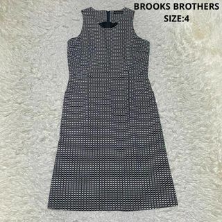 ブルックスブラザース(Brooks Brothers)のブルックスブラザーズ ノースリーブ ワンピース 刺し子 4 ネイビー×ホワイト(ひざ丈ワンピース)