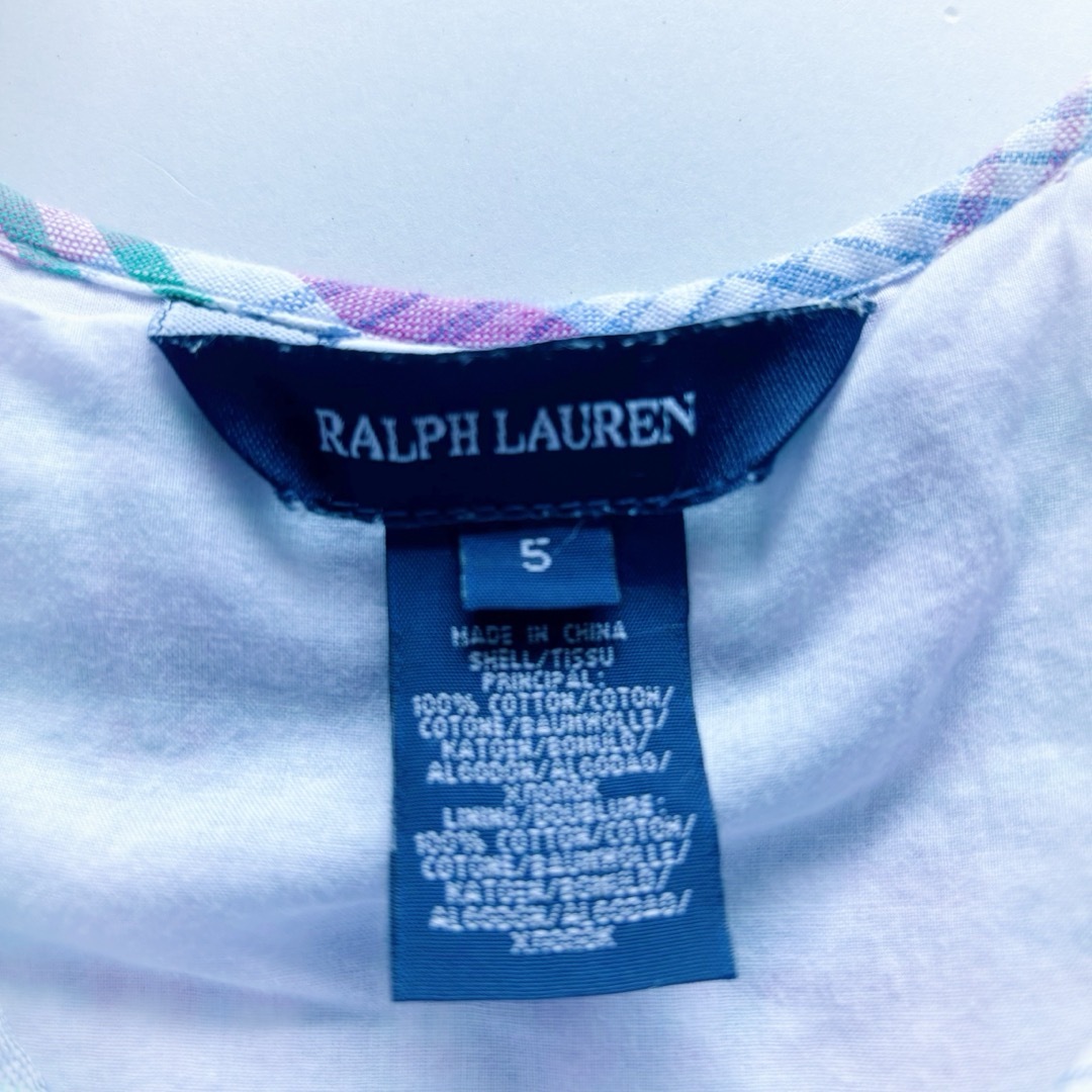 Ralph Lauren(ラルフローレン)のRALPH LAUREN キャミソールワンピース チェック 青 110 120 キッズ/ベビー/マタニティのキッズ服女の子用(90cm~)(ワンピース)の商品写真