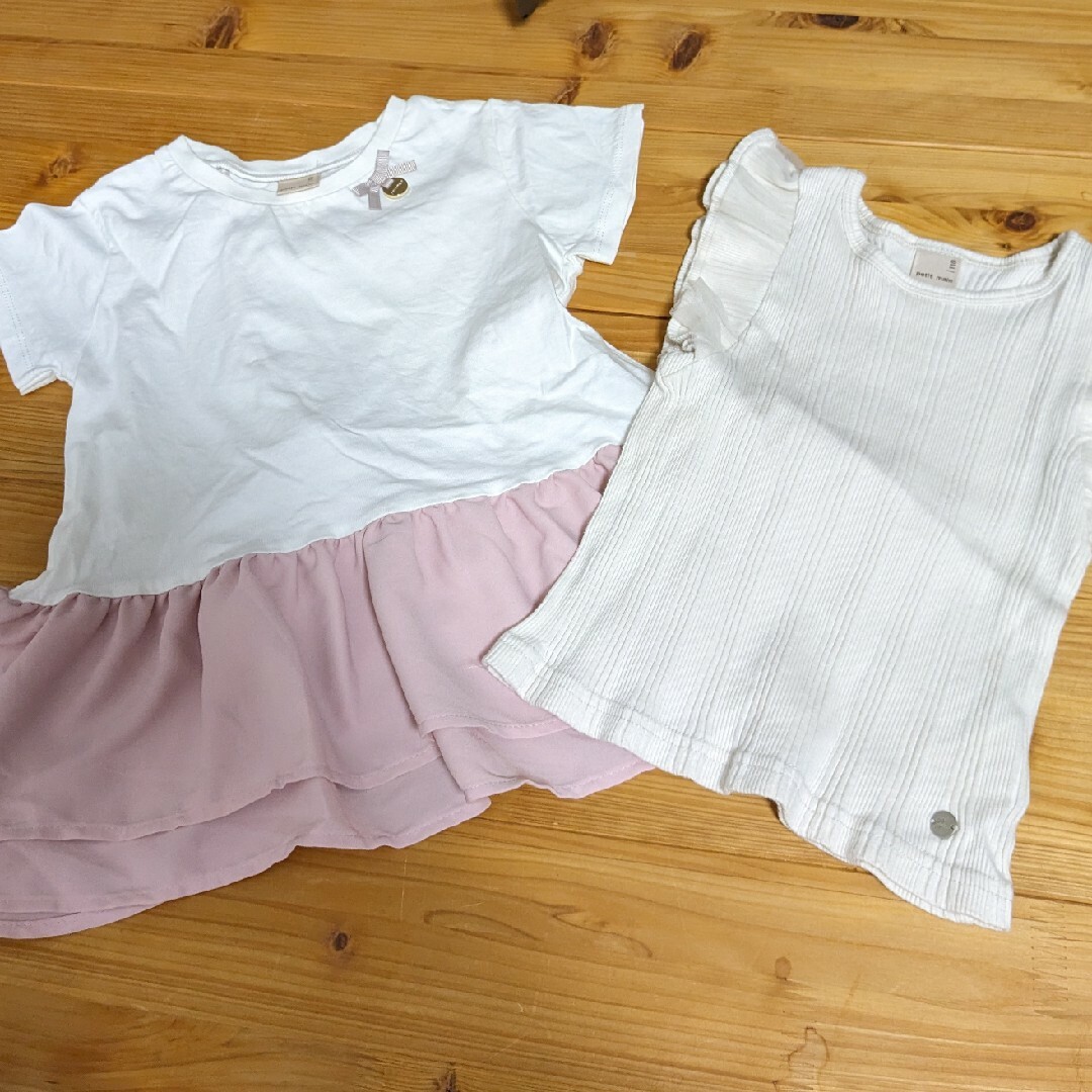 petit main(プティマイン)のpetit main 2点セット110 キッズ/ベビー/マタニティのキッズ服女の子用(90cm~)(Tシャツ/カットソー)の商品写真