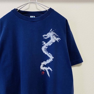 ヴィンテージ(VINTAGE)の一点物 90年代ビンテージ　T&Cドラゴン　袖プリント　陰陽マークTシャツ(Tシャツ/カットソー(半袖/袖なし))